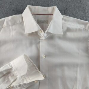Eton Shirt Mens 17 White Contemporary Solid Dress Button Up Long Sleeve